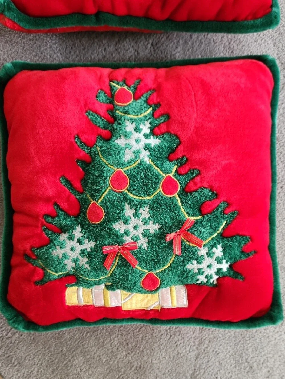 Holiday Red & Green Christmas Tree Throw Pillow - Festive Accent